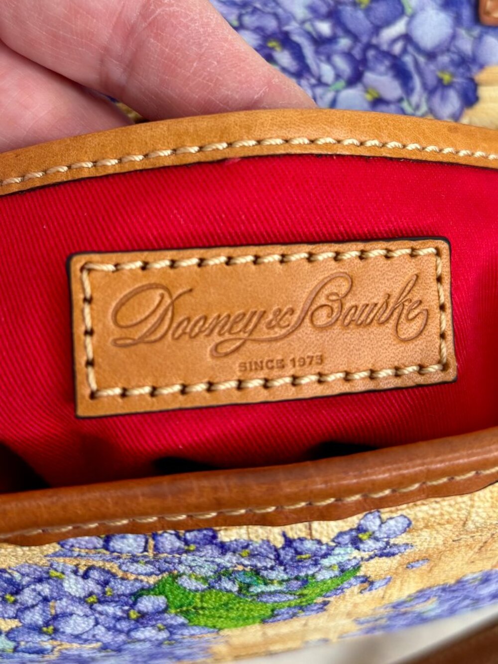 Dooney & Bourke Purple Hydrangea With Yellow Basketweave Design Shopper Tote Bag - Picture 14 of 16